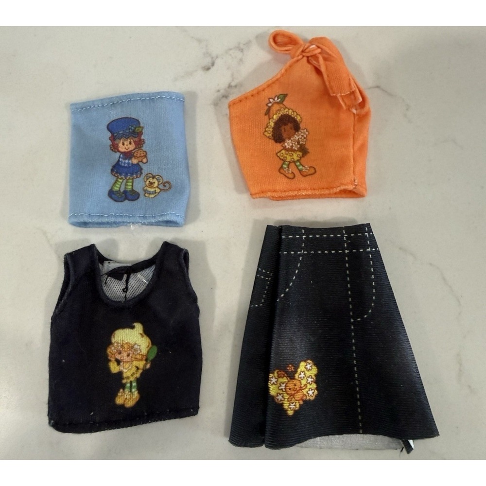 Vintage Strawberry‎ Shortcake Doll Clothes Lot of 4 3 shirts 1 skirt